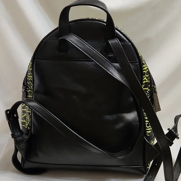 Michael Kors Rhea Medium Newsprint Print Logo Leather Backpack - Picture 2 of 15